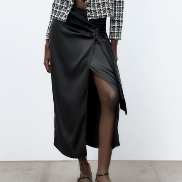 NWT Zara Satin Effect Midi Skirt - Picture 3 of 10